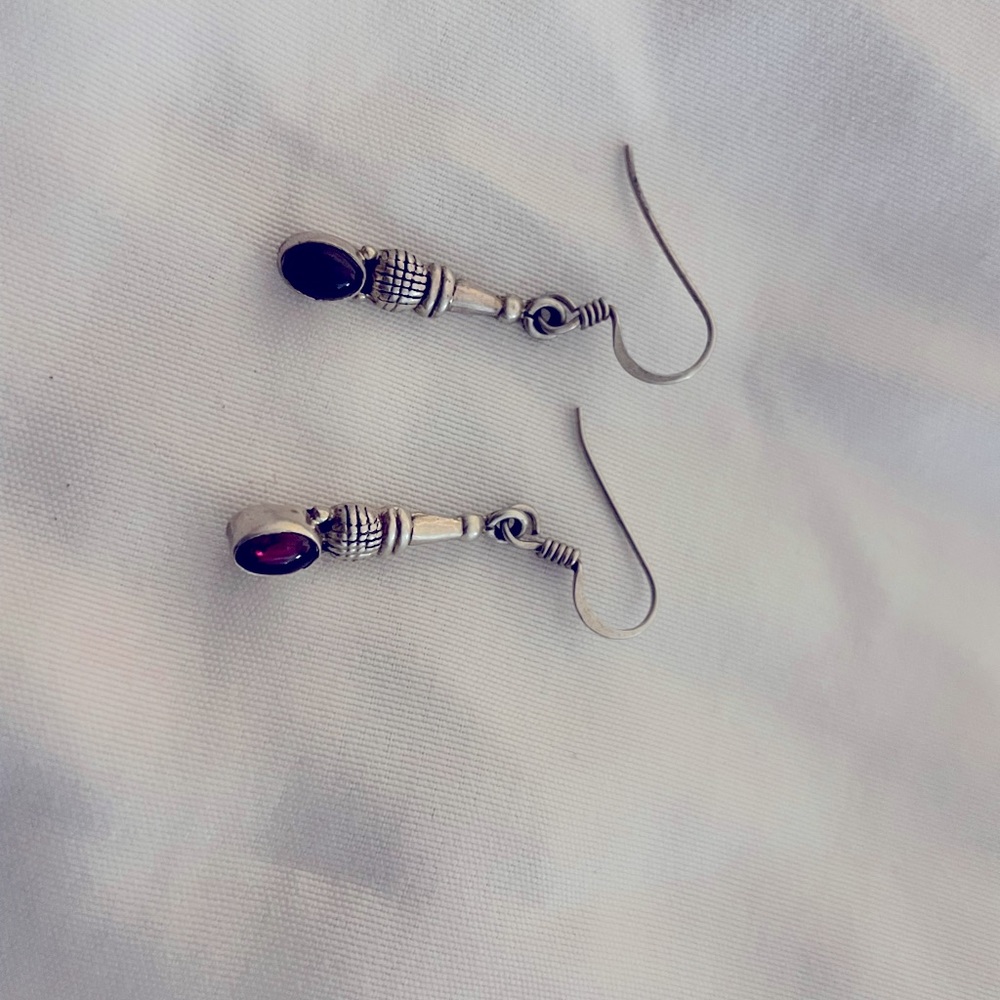 Sterling Silver earrings with dark stone